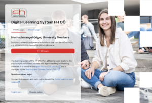 Abbildung 2.1 zeigt die überarbeitete Loginseite des Digital Learning Systems der FH OÖ.